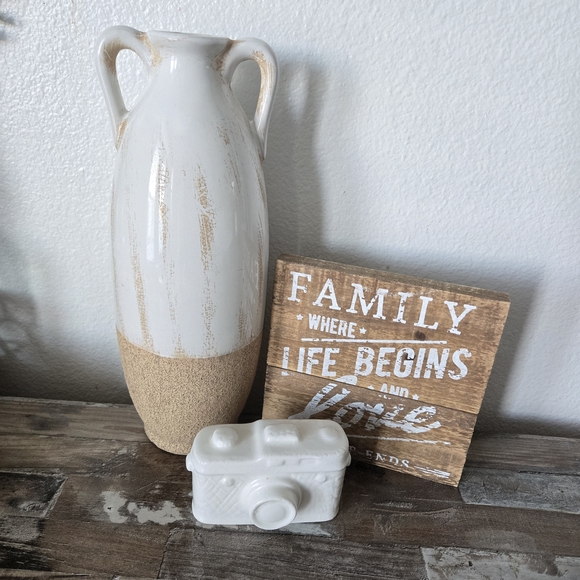 Hobby Lobby White and Tan Vase - Picture 4 of 6